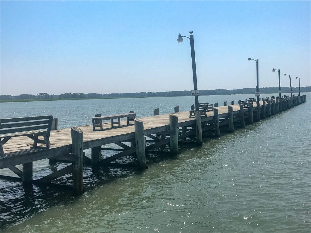 A beautiful pier at Tom's Cover Campground in Chincoteague