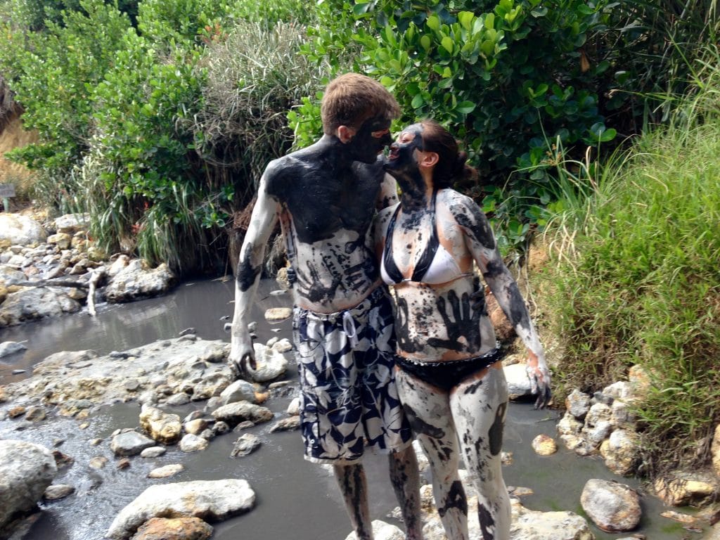 Enjoying a romantic mud bath in St. Lucia's Sulphur Springs