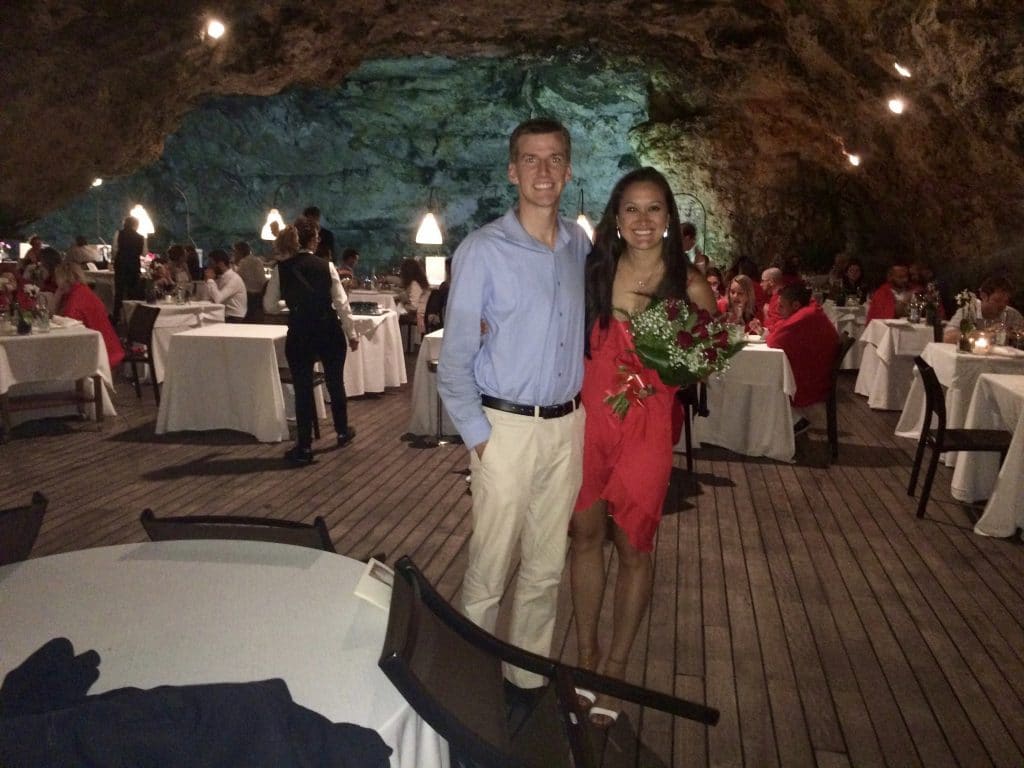 The most romantic dinner of our lives was at Grotta Palazzese just south of Bari, Italy. 