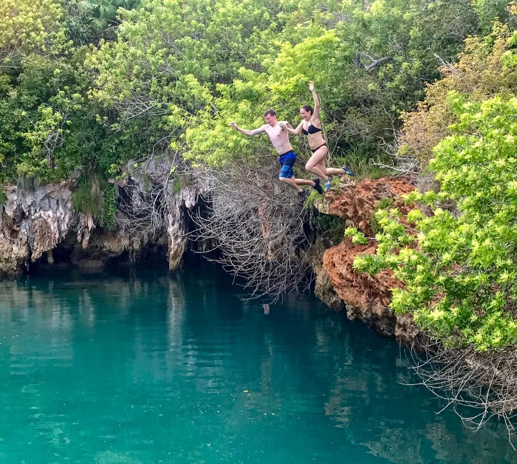 Cliff jumping at Blue Hole Park in Bermuda!