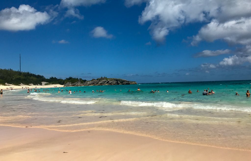 Horseshoe Bay Beach is one of the best beaches in Bermuda, but also the most crowded. This photo is during a weekday towards the end of summer in September.