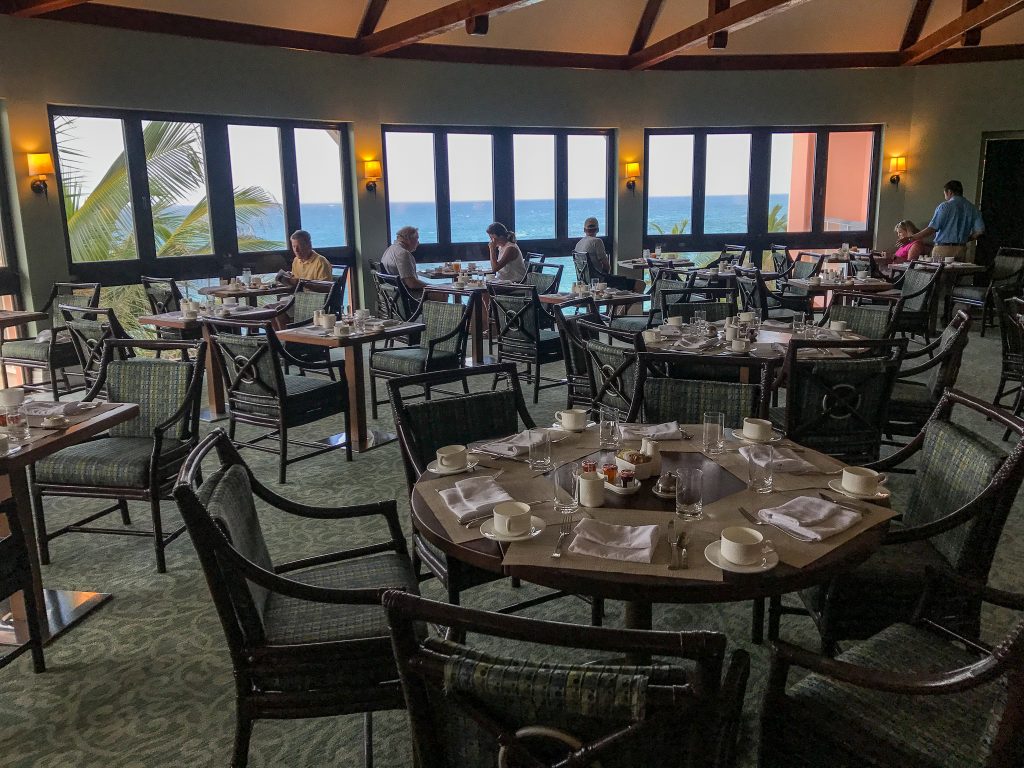 Aqua Terra's lovely dining room with panoramic views of the Atlantic Ocean