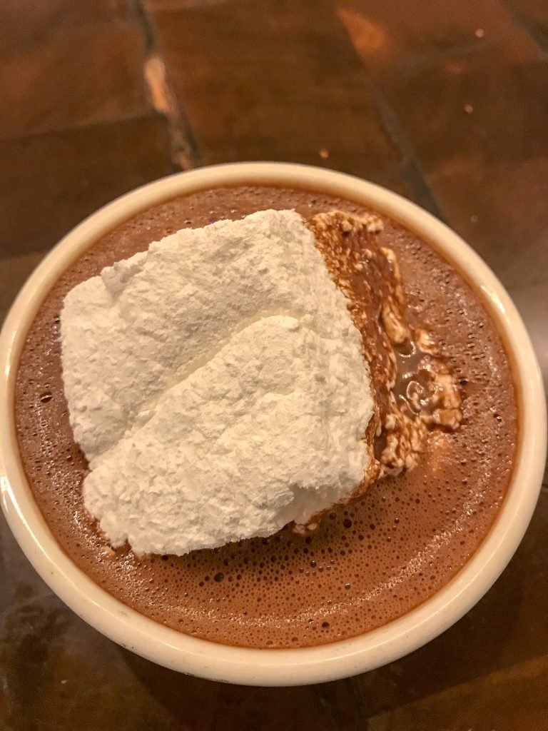 One of the best hot chocolates in New York City is at City Bakery. A luscious cup of rich chocolate with a huge house-made marshmallow melting on top.