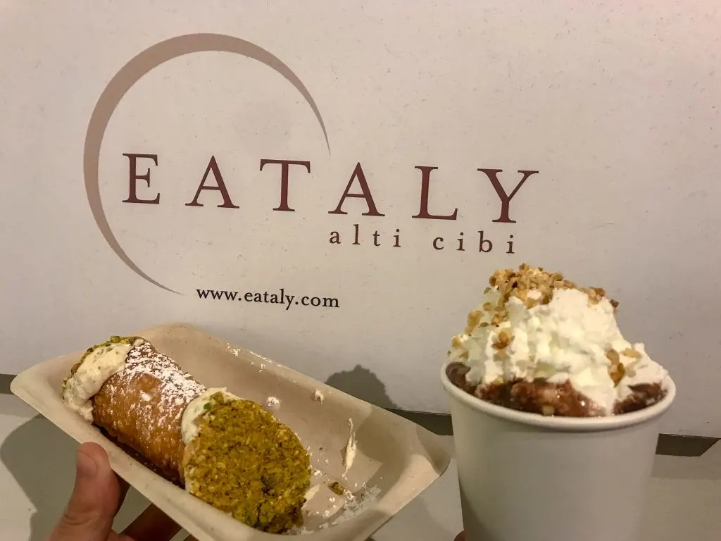 Eataly has all the Italian cuisine you need with their cannoli-bomboloni bar. To accompany your cannoli or bomboloni, order a luxurious Italian hot chocolate with your choice of toppings.