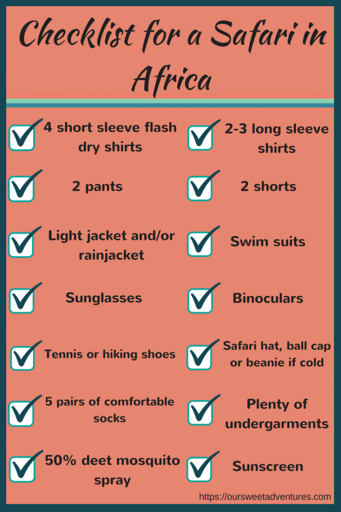 Packing check list for your safari attire in Africa