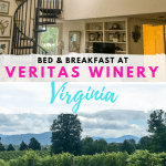 The Farmhouse at Veritas is the perfect bed and breakfast in Virginia. It is located in one of Virginia's best wineries and on the Monticello Wine Trail. The house has six cozy accommodations for guests, a warm kitchen, a fun gathering room and three porches with incredible views of the mountains and vineyard. In addition, the house wines are incredible and they serve world cuisine dinner and breakfast. A stay at the Farmhouse at Veritas in Charlottesville, Virginia is essential.