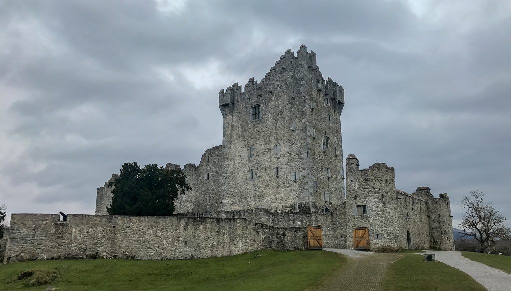 Ross Castle is a 15th-century tower house castle fortified by a defensive wall located within Killarney National Park on the edge of Lake Lough Leane.