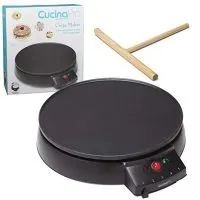 Crepe Maker and Non-Stick 12" Griddle- Electric Crepe Pan with Spreader and Recipes Included- Also use for Blintzes, Eggs, Pancakes and More
