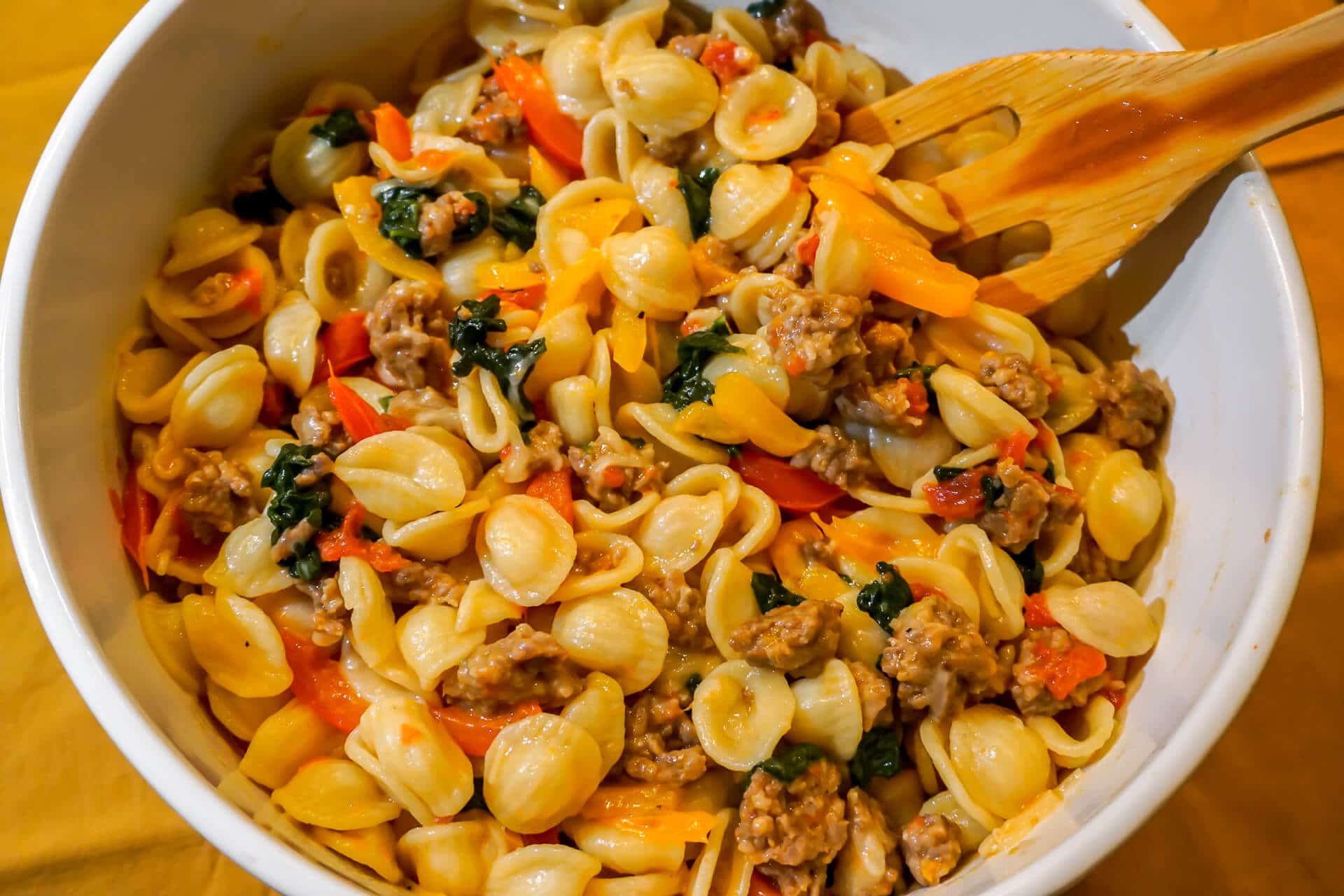 Orecchiette Pasta with Sausage and Bell Peppers