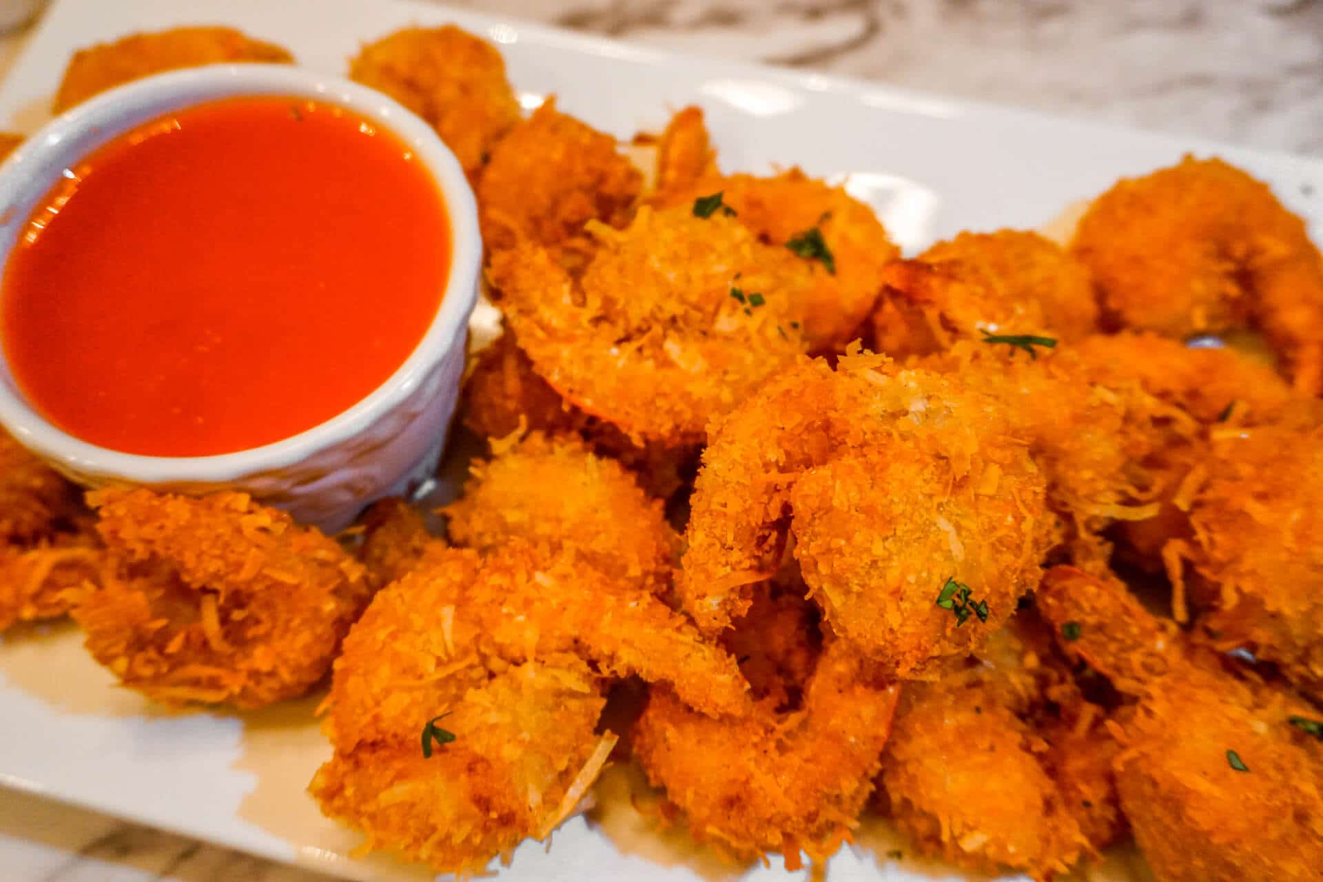 Coconut Shrimp (Fried + Air Fryer) with a Sweet Red Bell Pepper Chili Sauce