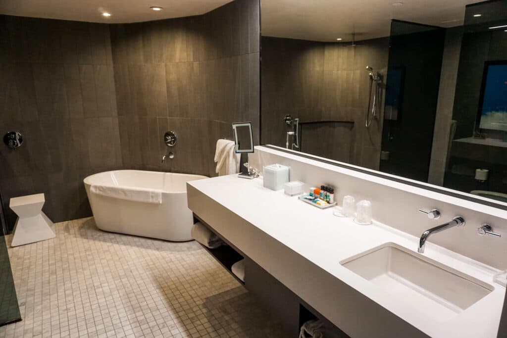 A giant bathroom from The Statler Hotel in Dallas.