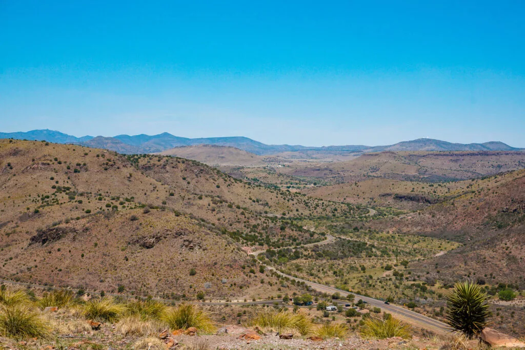 View of mountains and valleys from Davis Mountains State Park.