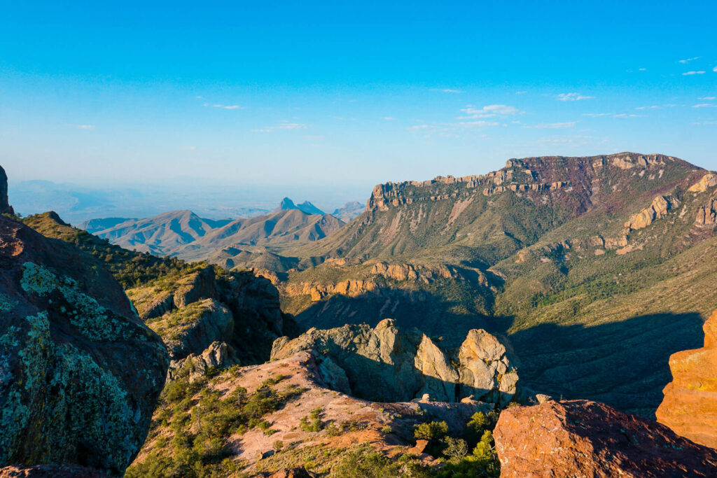 A mountainous view from the top of the Lost Mine Trail - one of the best hikes in Big Bend National Park.
