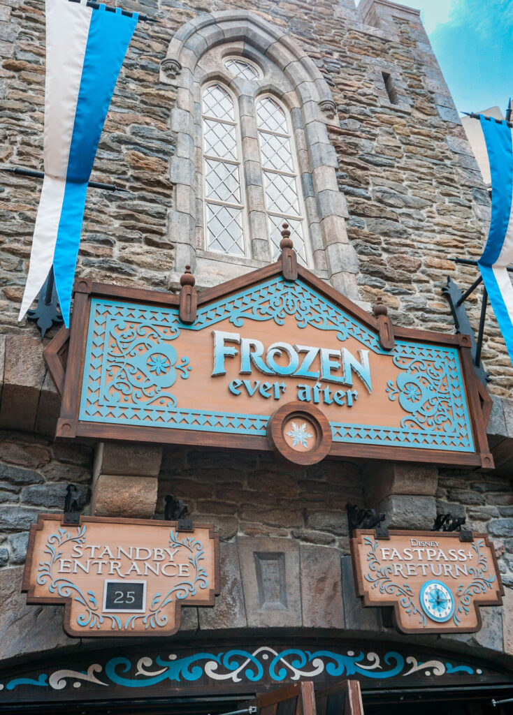 The outside of Epcot's Frozen Ever After ride.