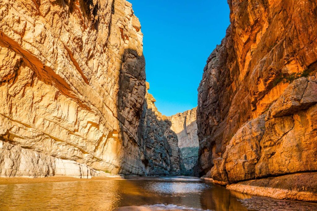 The end of the stunning slot canyon, Santa Elena Canyon trail - one of the best hikes in Big Bend National Park.
