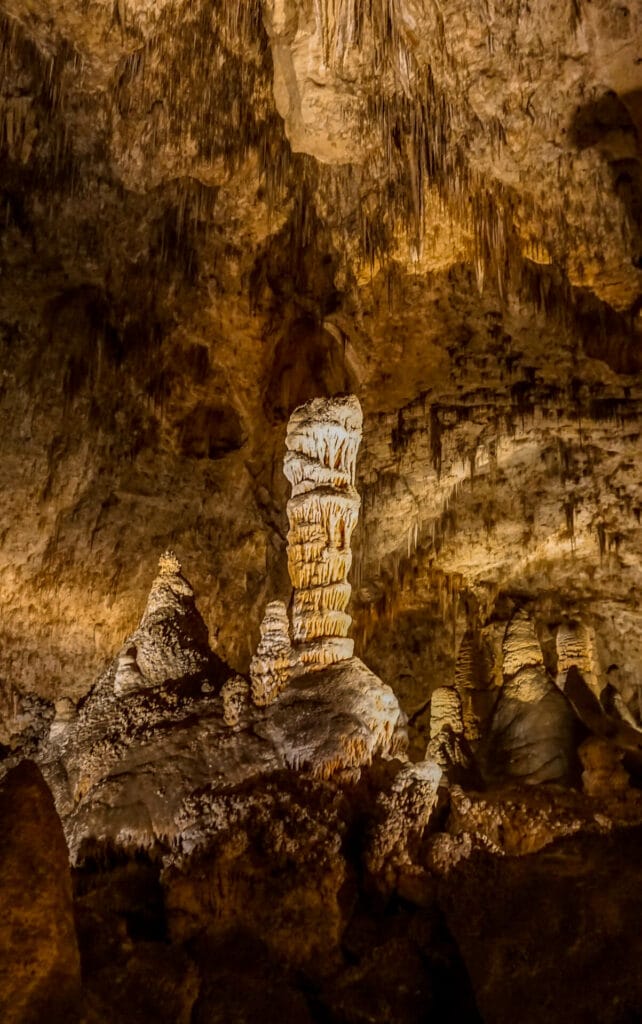 A unique stalagmite at Carlsbad Caverns National Park.