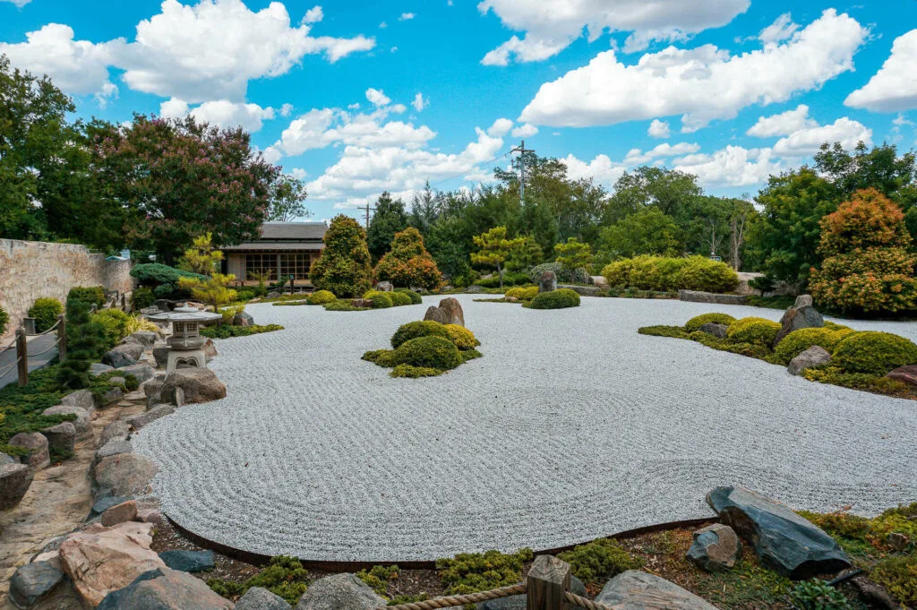 Ranked stones and plants at the Japanese Garden of Peace in Fredericksburg.