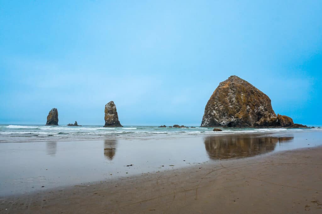 The iconic Haystack Rock at Cannon Beach.