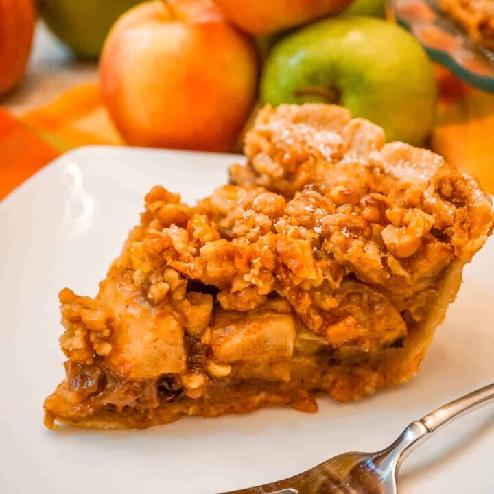 Caramel Apple Walnut Pie with Streusel Topping