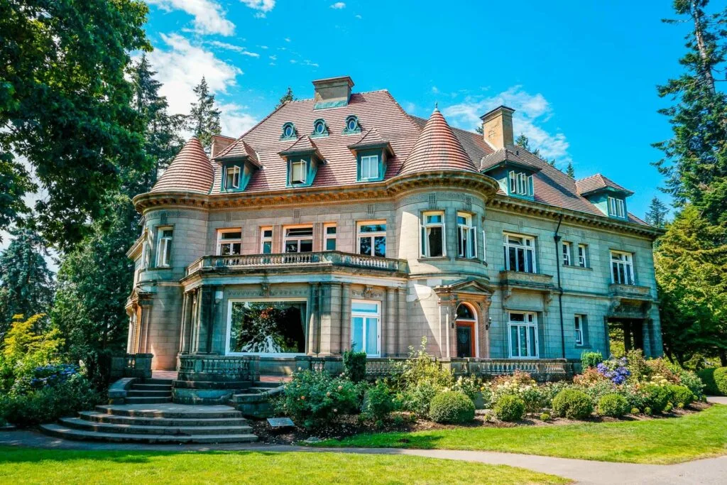 The outside of the historic Pittock Mansion - one of the best places to visit during your 3 days in Portland. 