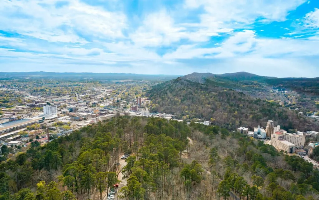 Panoramic Views of Hot Springs from Hot Springs Mountain Tower.