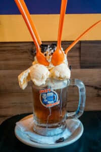 A huge root beer float from Fitz's Root Beer restaurant.
