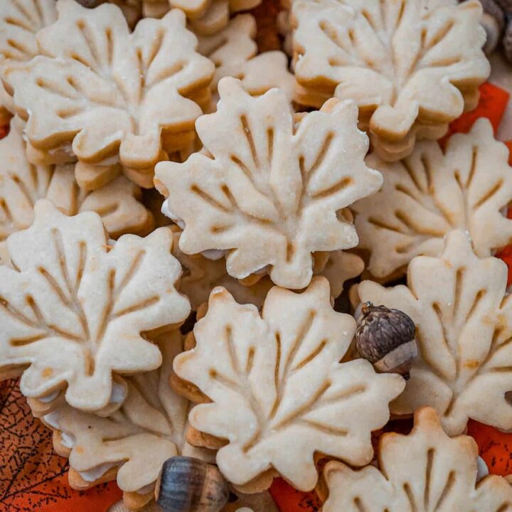 Maple Leaf Cream Cookies with acorns around them.
