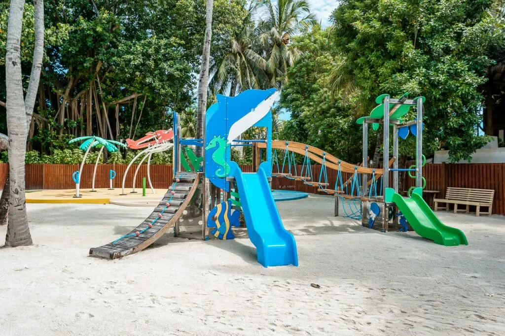 An ocean-inspired playground at the kids club at Conrad Maldives Rangali Island.