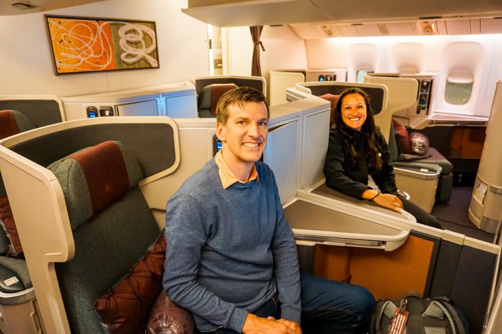 A couple flying in Qsuites to the Maldives on points.