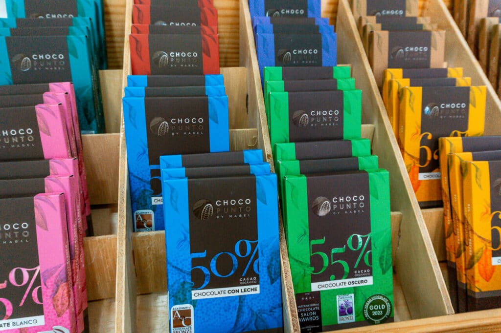 Colorful bars of chocolate from Choco Punto by Mabel.