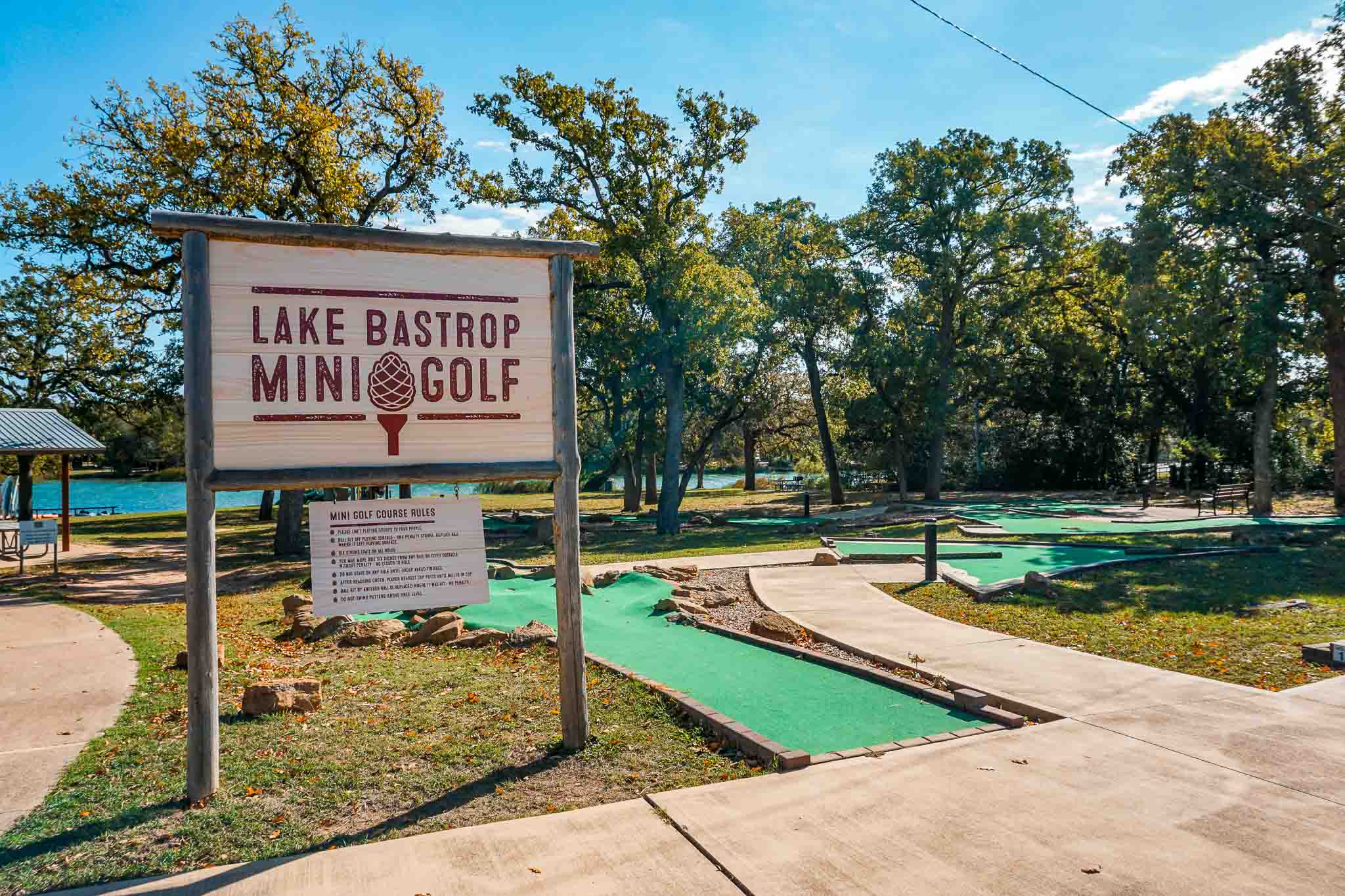 A mini golf course at Lake Bastrop South Shore Park.