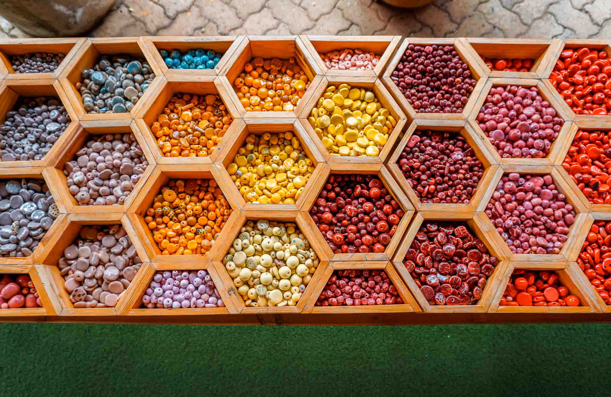 Colorful handmade beads made from Kenyan women at Kazuri Beads—one of the best things to do in Kenya.