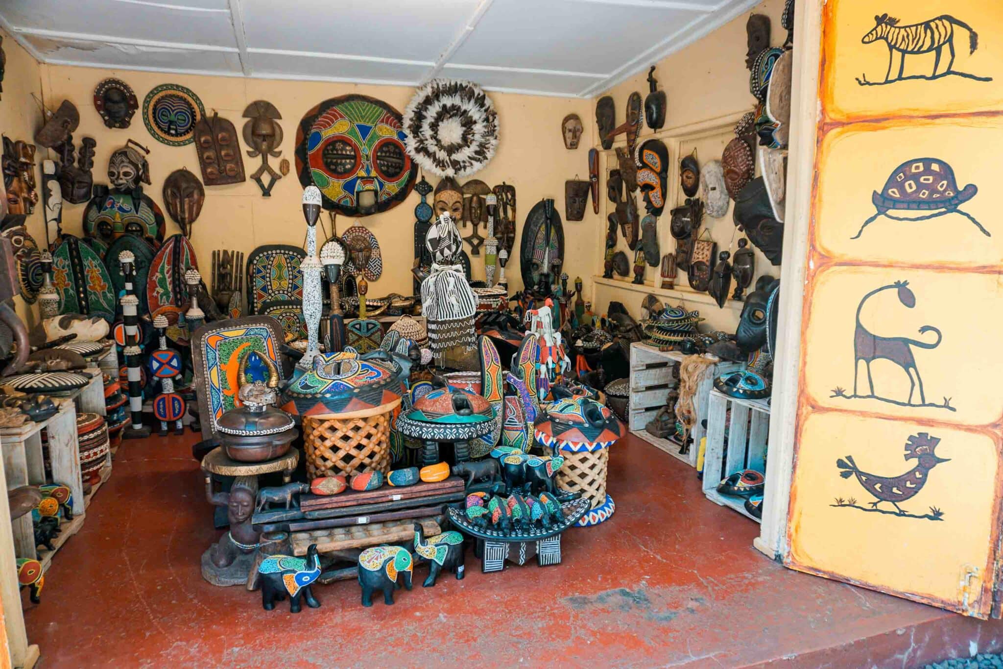 Authentic African art souvenirs at Utamaduni Market in Nairobi.